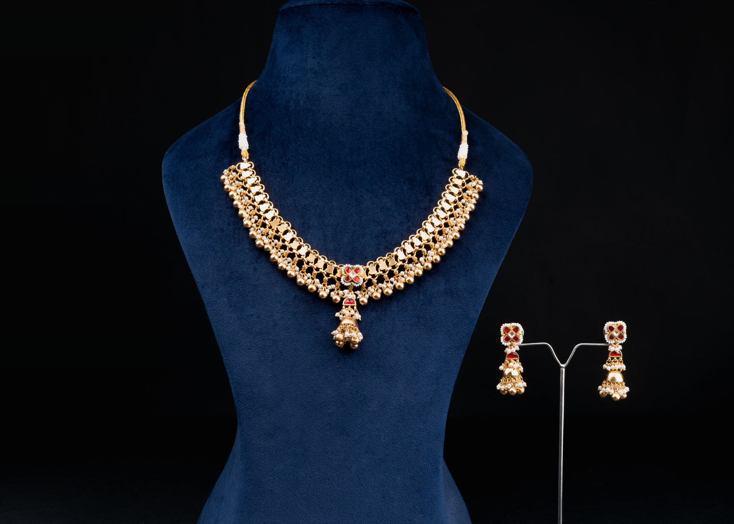 Rajwadi Rubi Jadau Necklace Set
