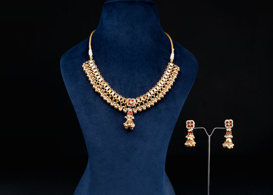 Rajwadi Rubi Jadau Necklace Set