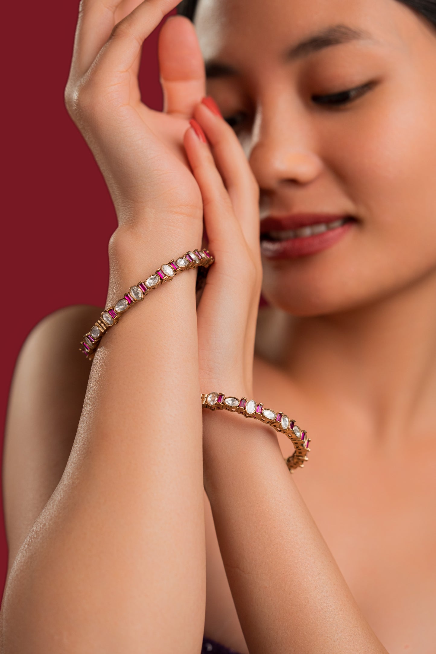 Rubi Polki Victorian Bangles