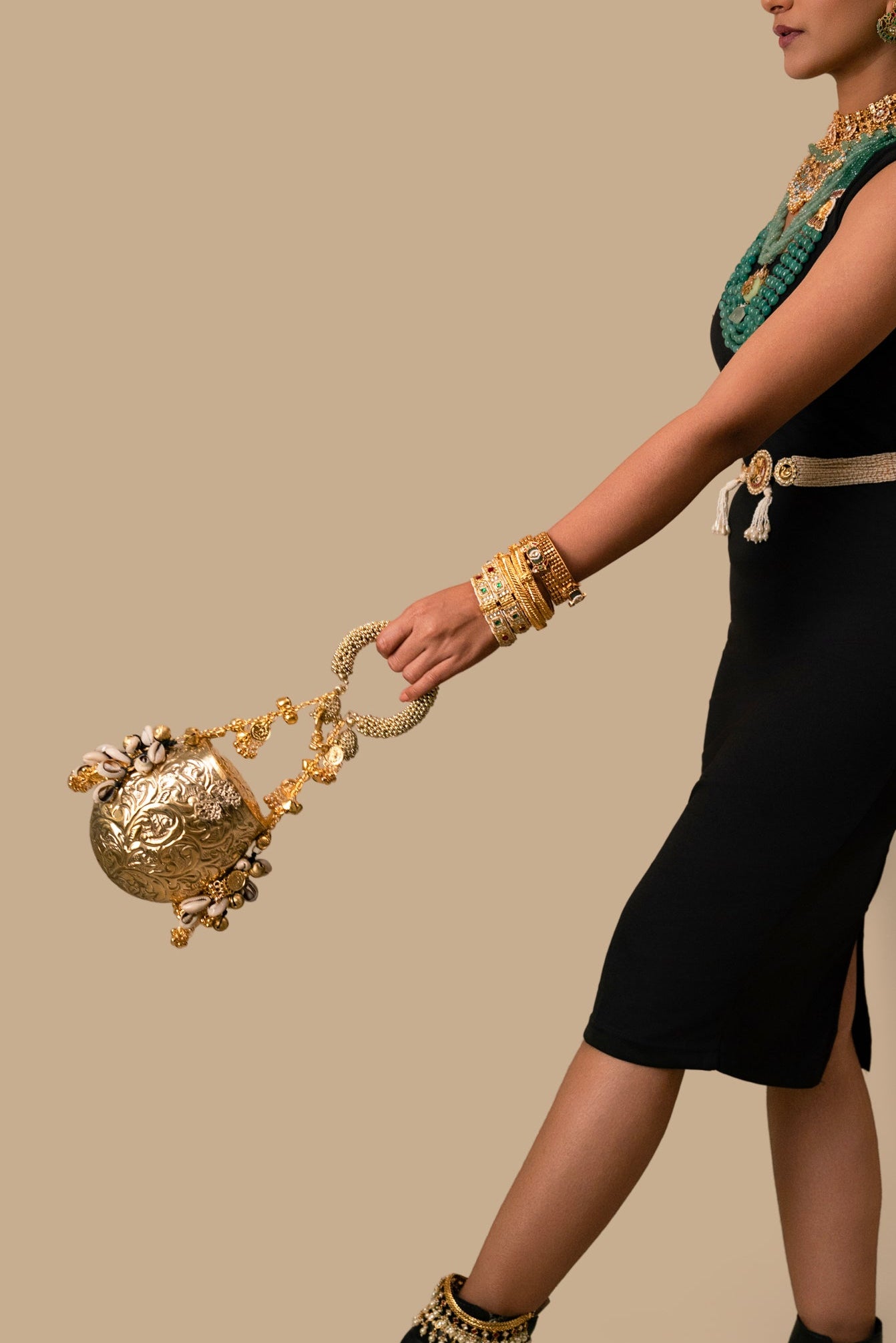 Gold Shell Ghooghari Bag - VNA020