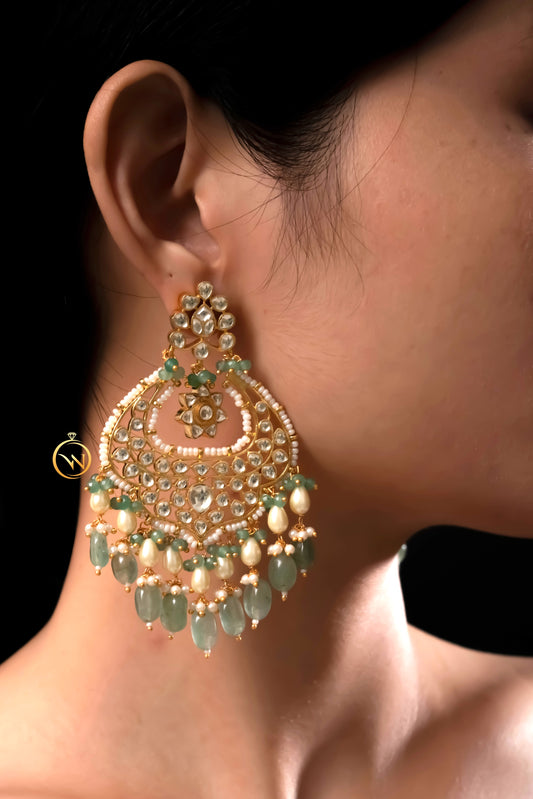 White Jadau Oversized Earrings - VNE005