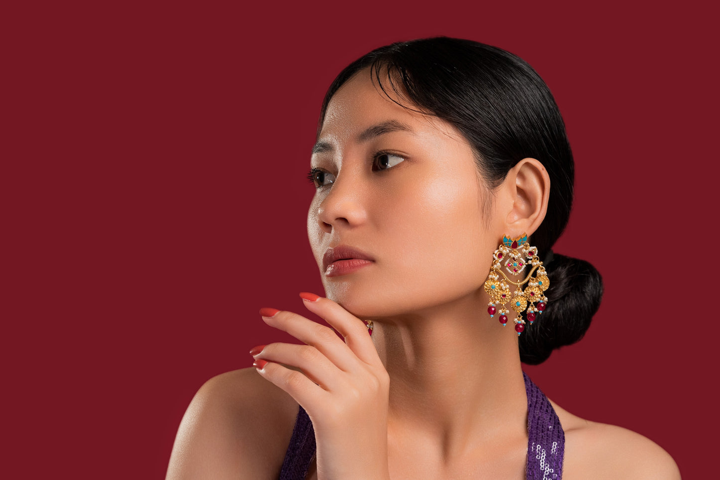 Rubi Firoza Jadau Earrings - VNE014