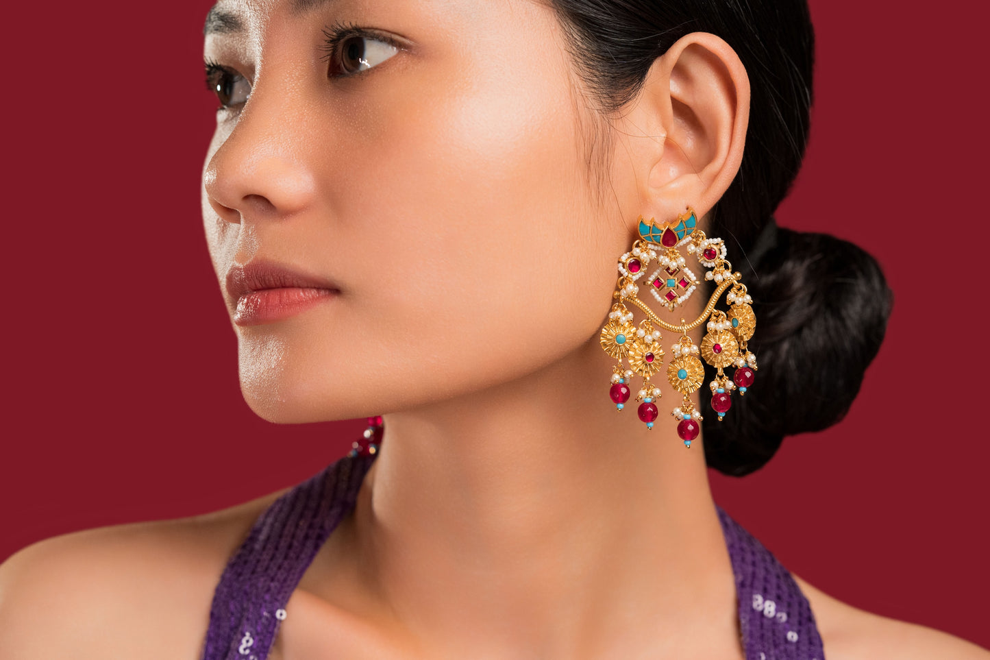 Rubi Firoza Jadau Earrings - VNE014