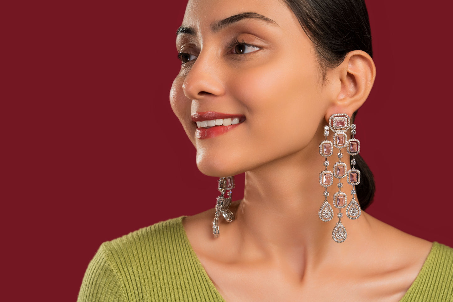 Ankita Pink Diamond Earrings - VNE019