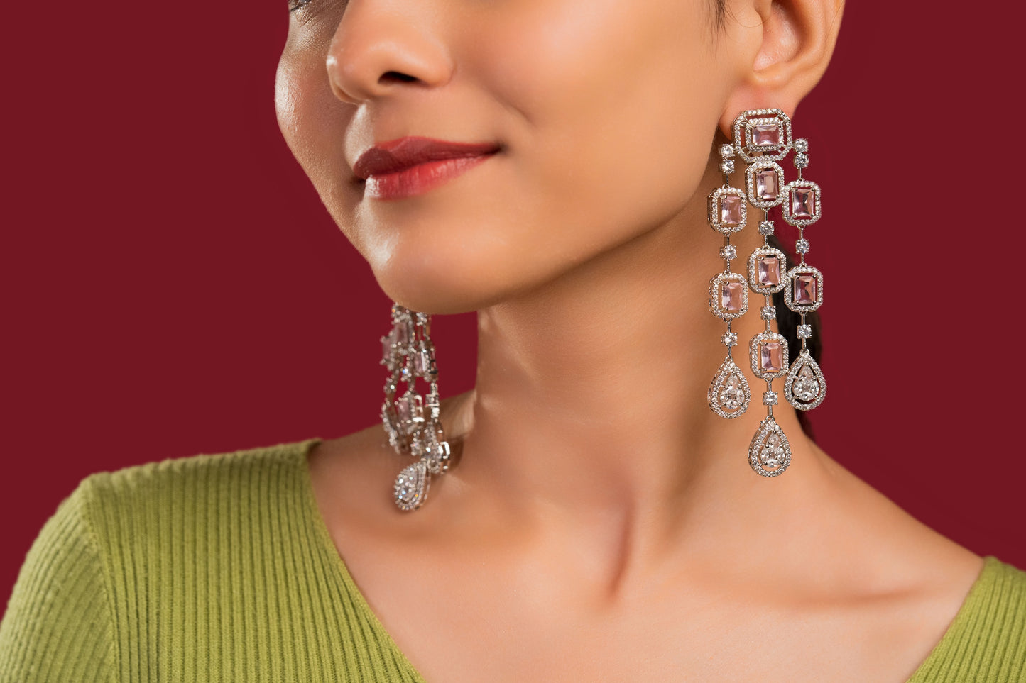 Ankita Pink Diamond Earrings - VNE019