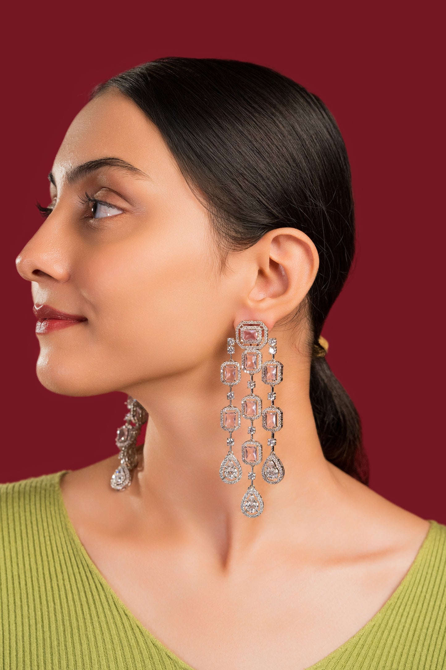 Ankita Pink Diamond Earrings - VNE019