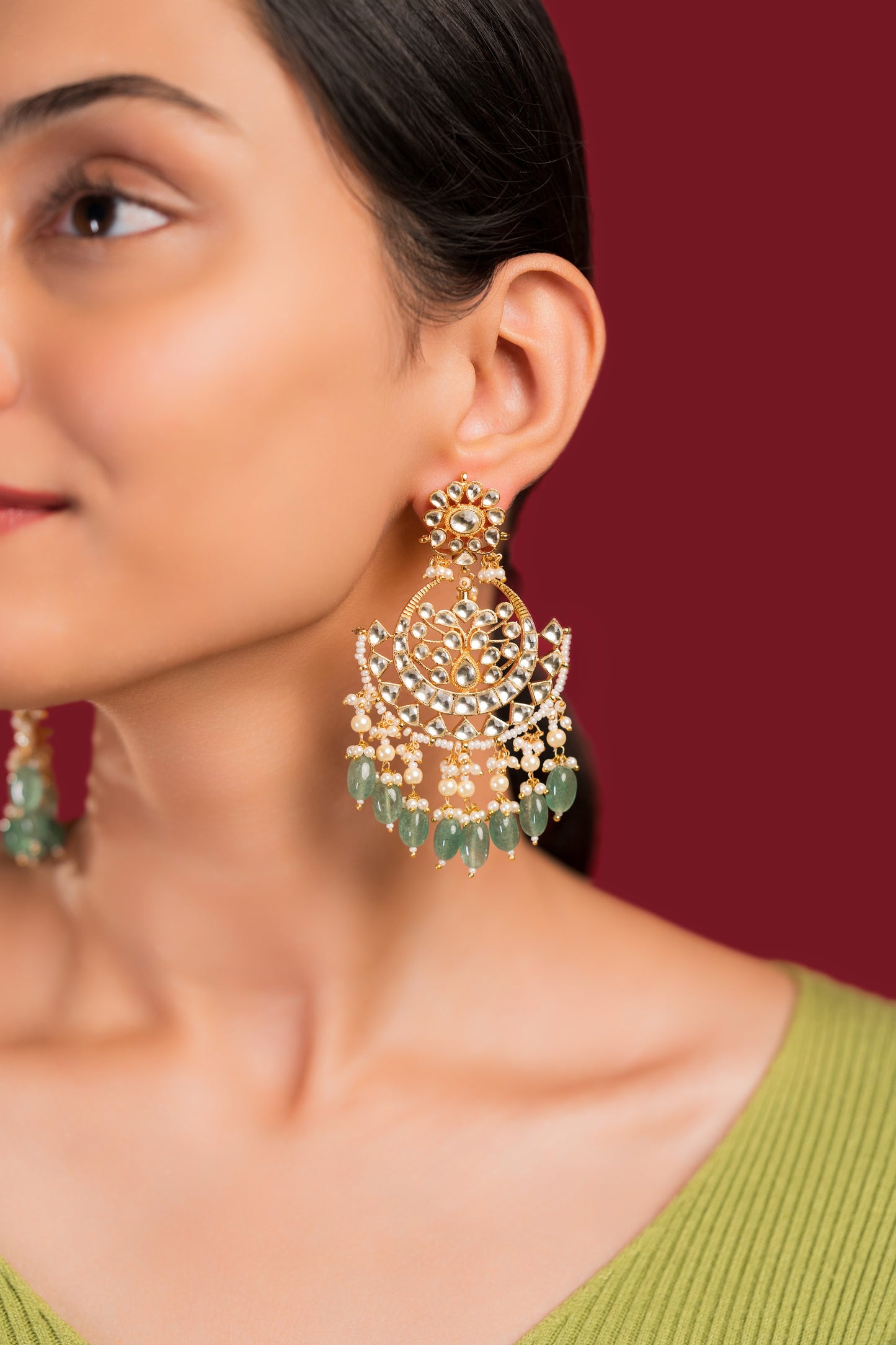 White Jadau Chandbali - VNE024