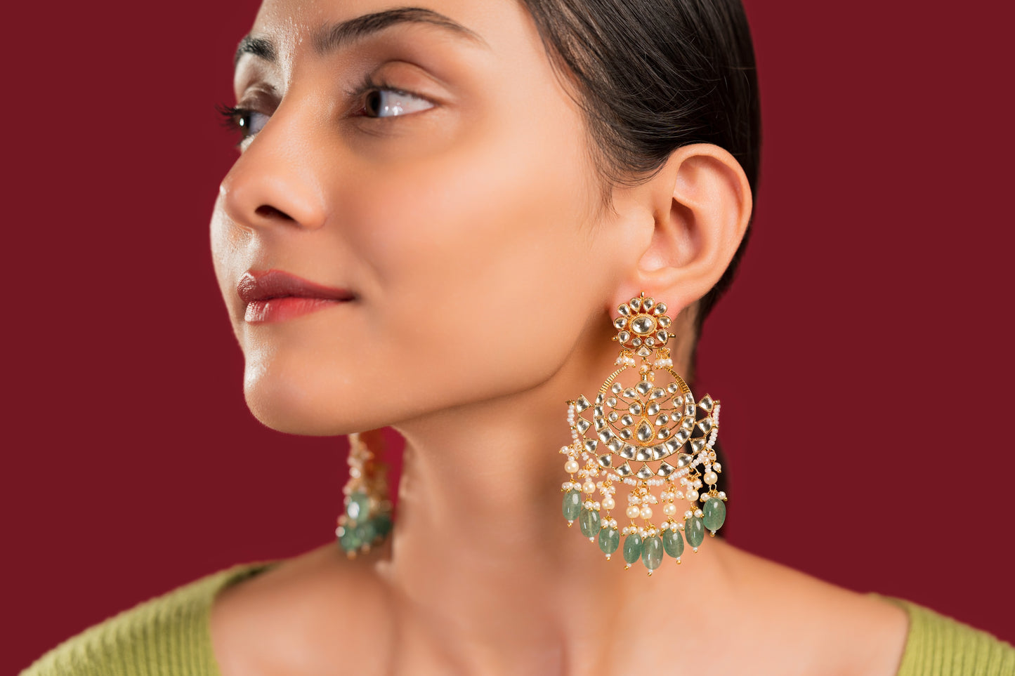 White Jadau Chandbali - VNE024