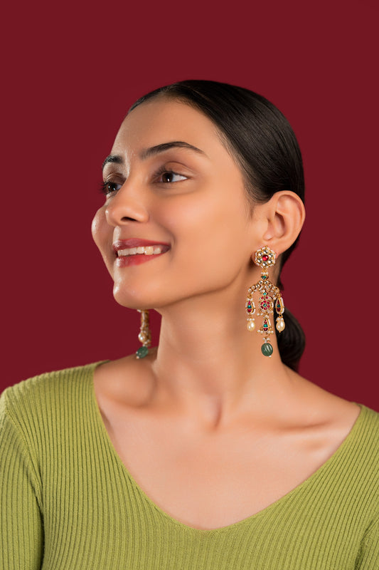 Multi Jadau Heritage Earrings - VNE026