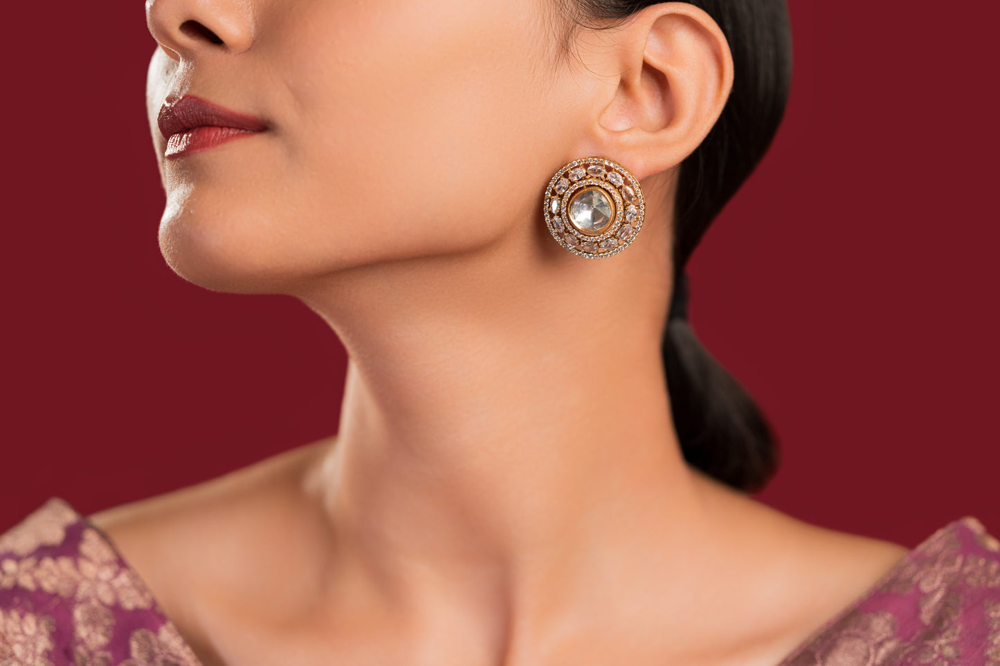 Polki White Studs - VNE029