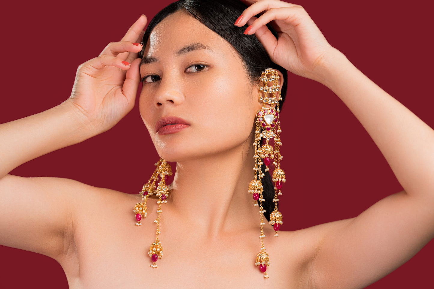 Dangler Rubi Stone Earrings - VNE040