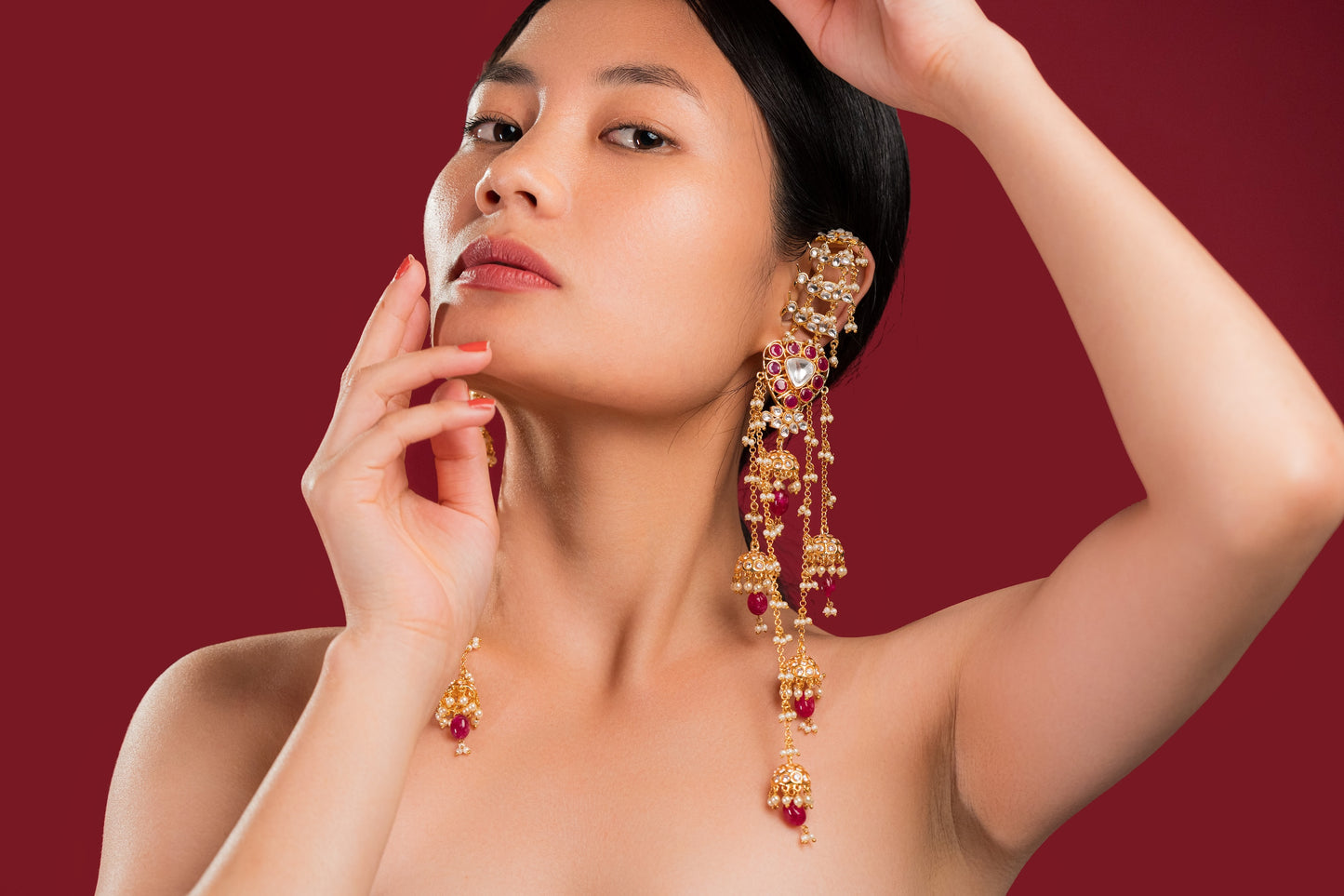Dangler Rubi Stone Earrings - VNE040