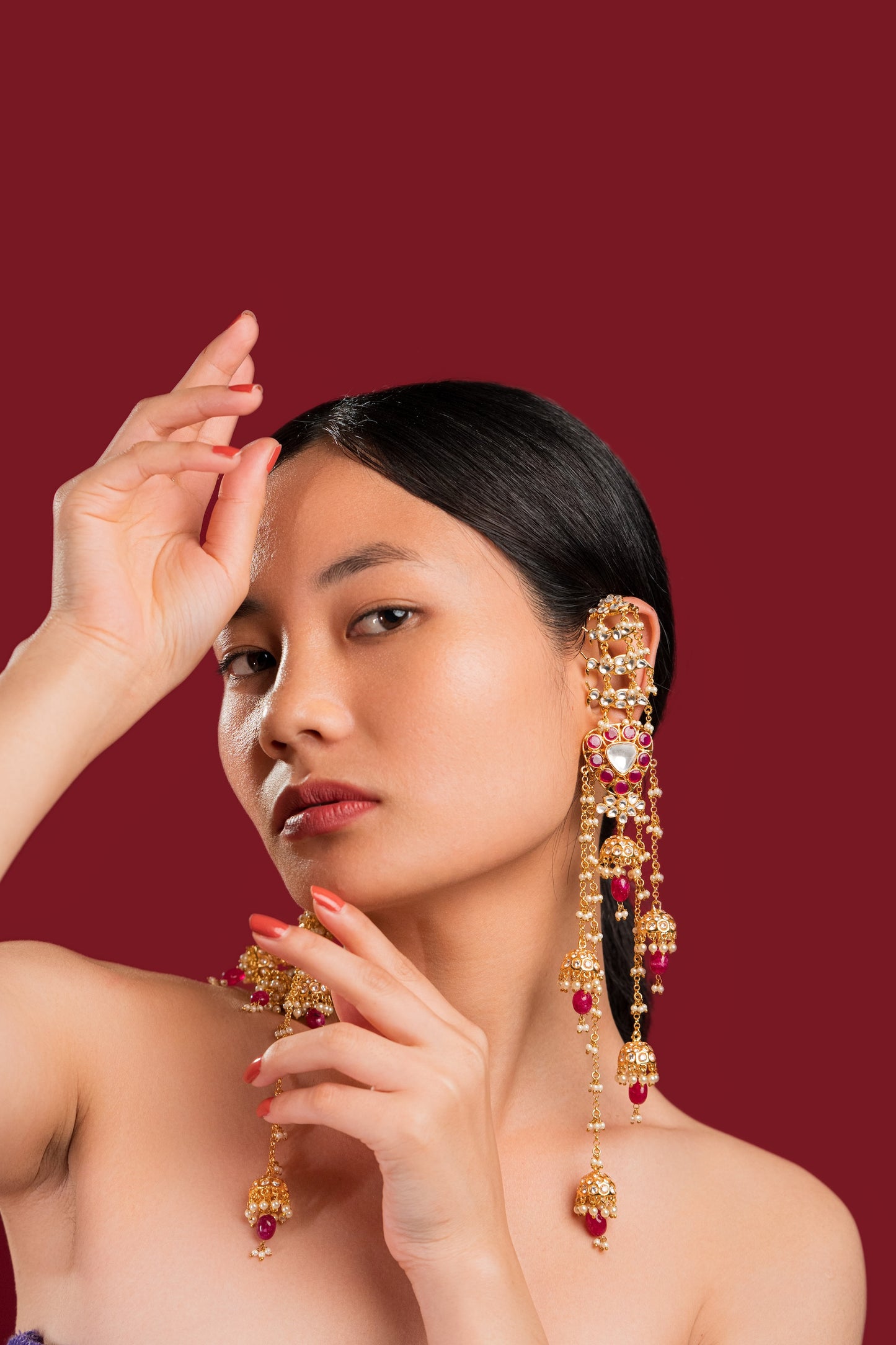 Dangler Rubi Stone Earrings - VNE040