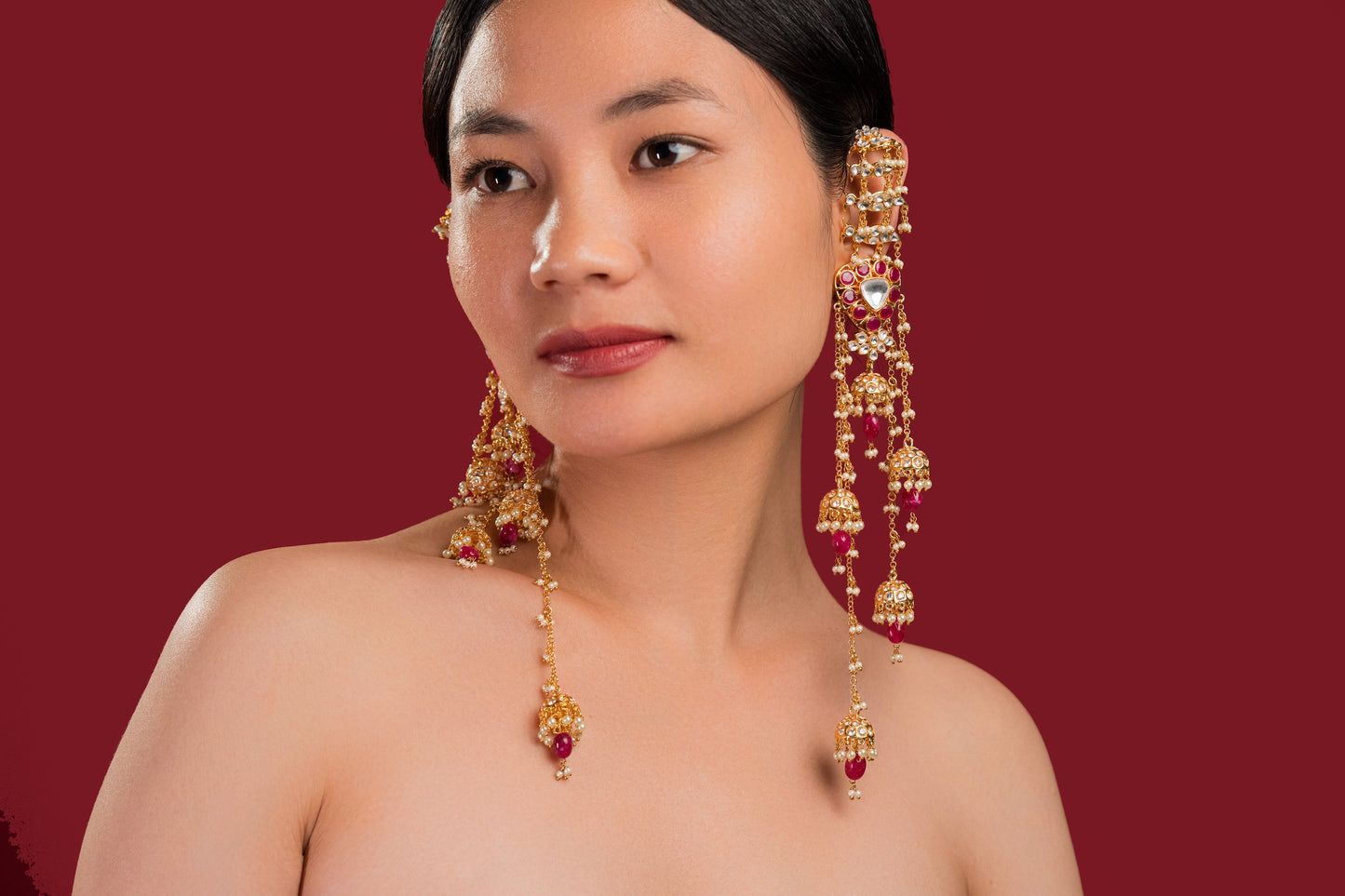 Dangler Rubi Stone Earrings - VNE040