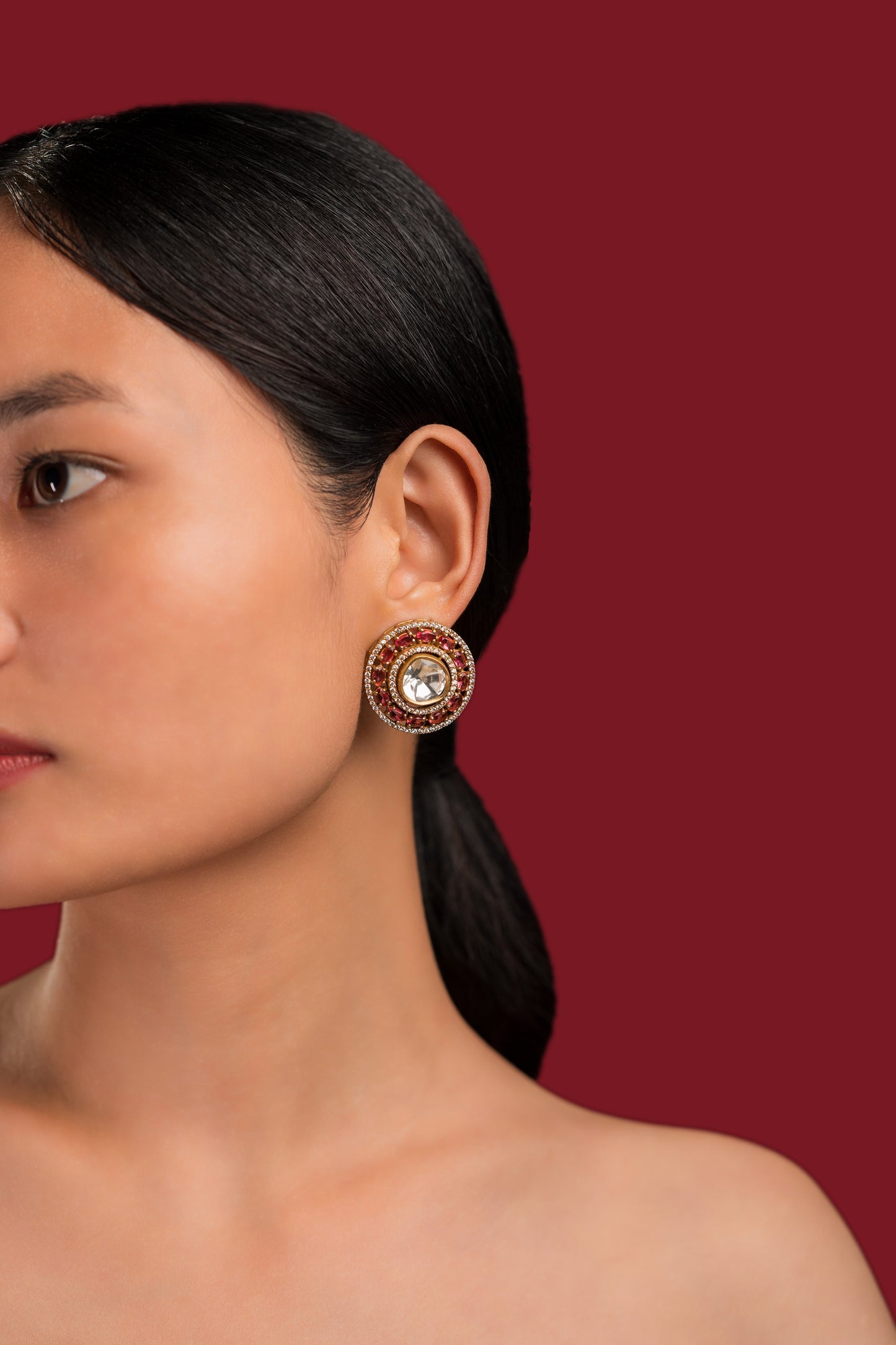 Polki Rubi White Studs - VNE045