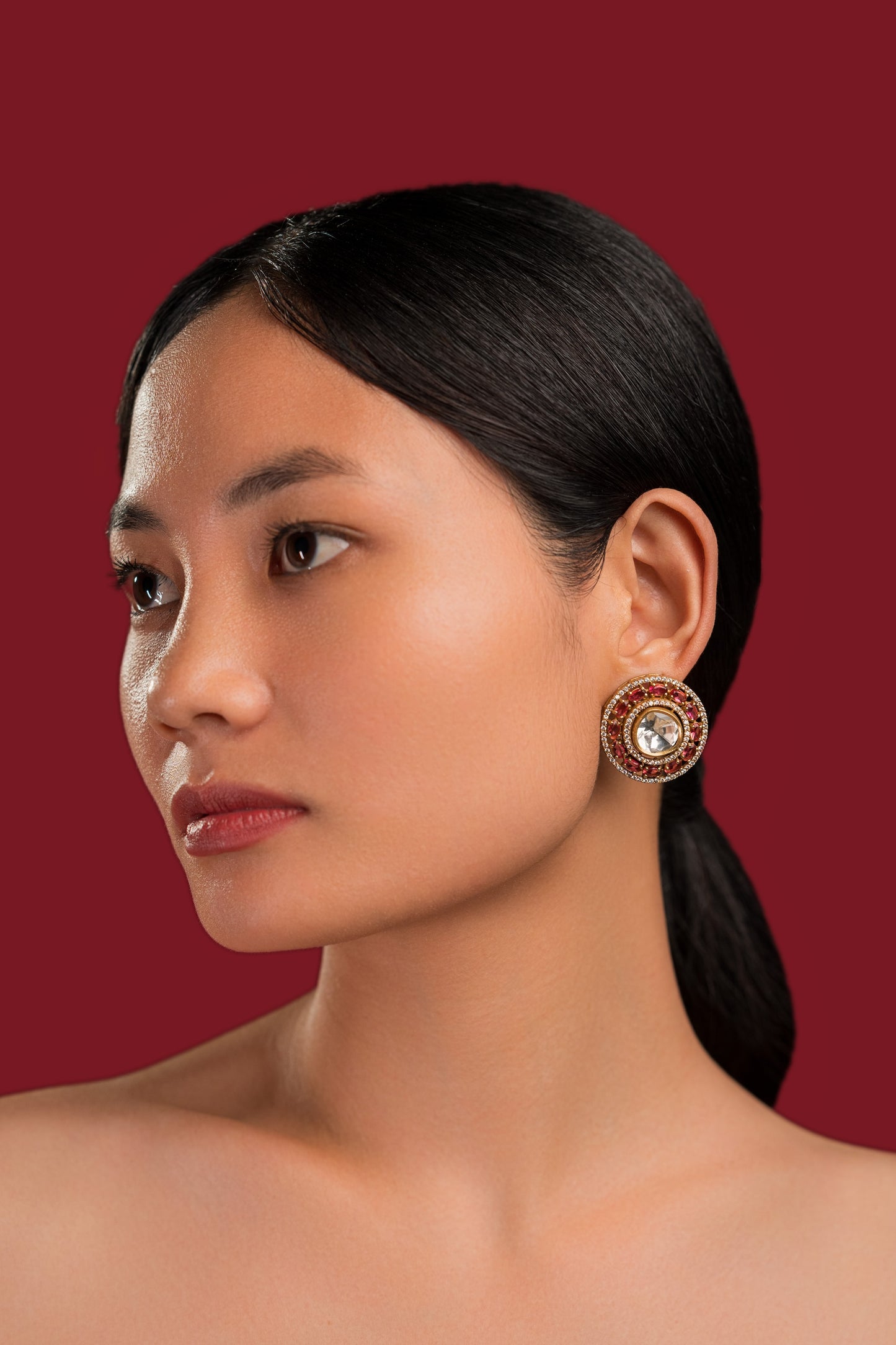 Polki Rubi White Studs - VNE045