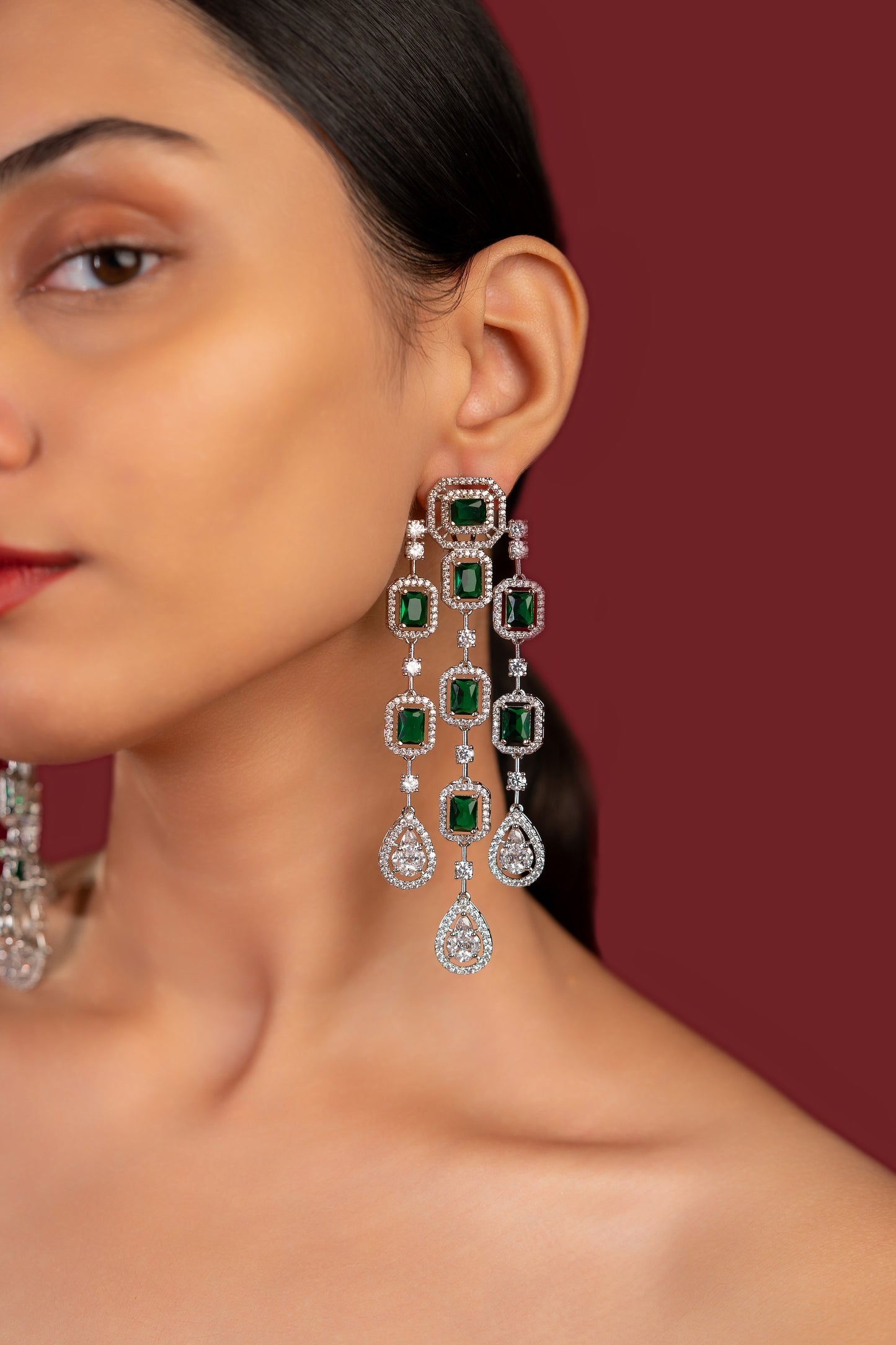 Ankita Green Diamond Earrings - VNE051
