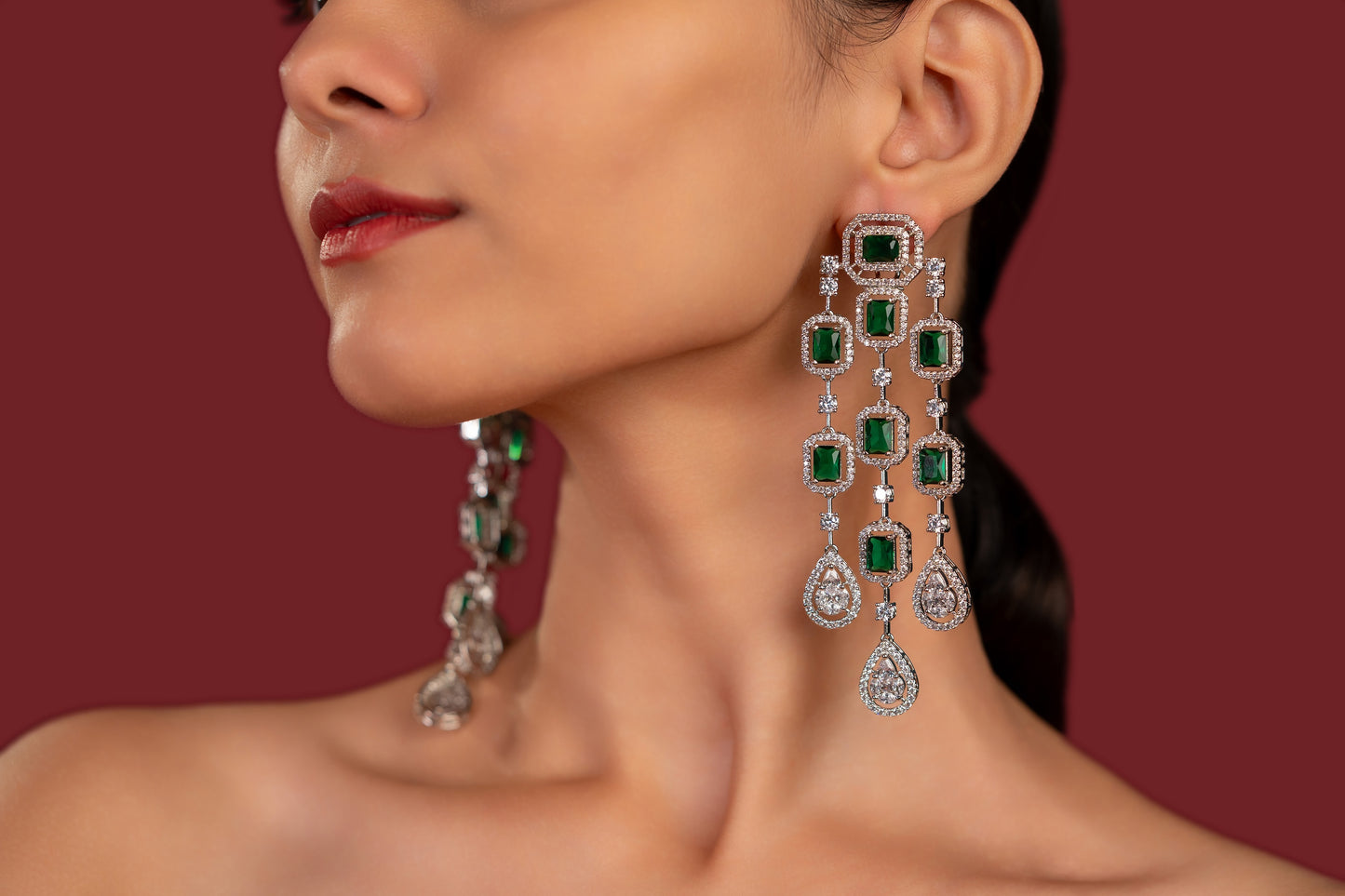Ankita Green Diamond Earrings - VNE051