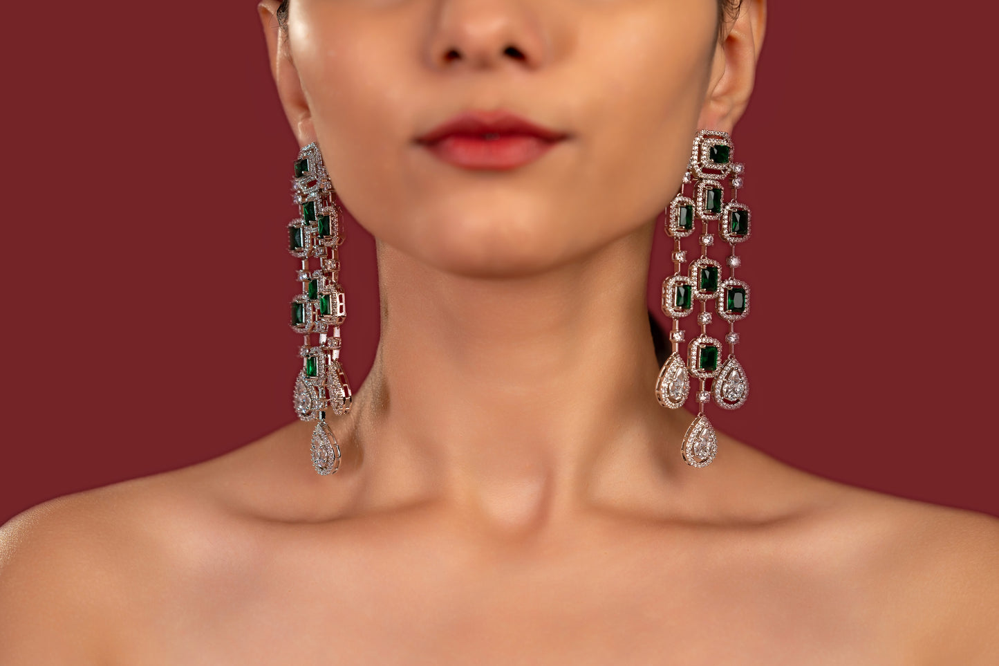 Ankita Green Diamond Earrings - VNE051
