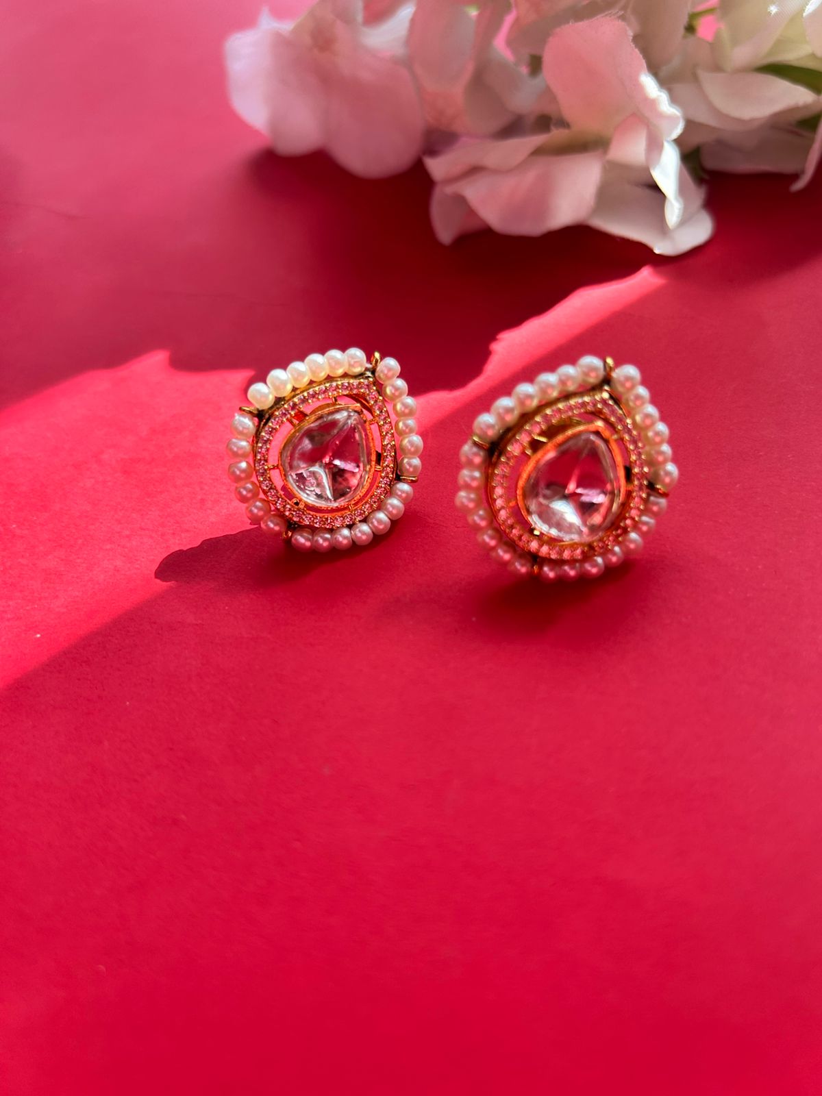 Pan Pearl Polki Studs VNE086
