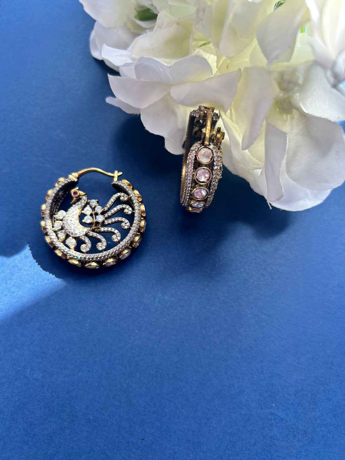Peacock Moissanite Hoops Earrings VNE131