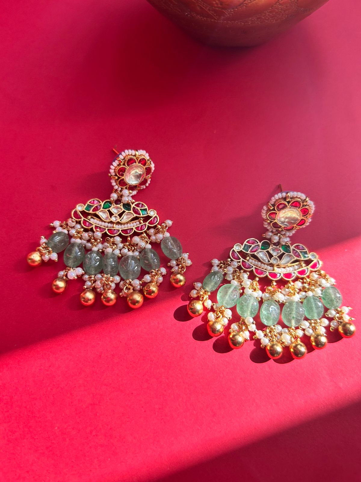 Chand Red Jadau Earring VNE186