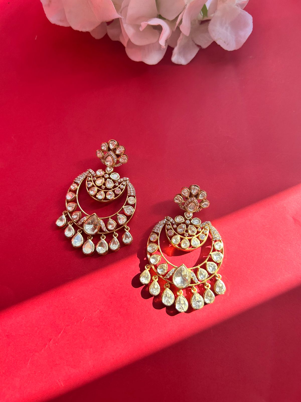 Polki Chandbali Earrings VNE196