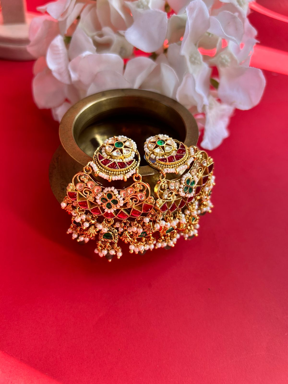 Multi Antique Jadau Earrings VNE236