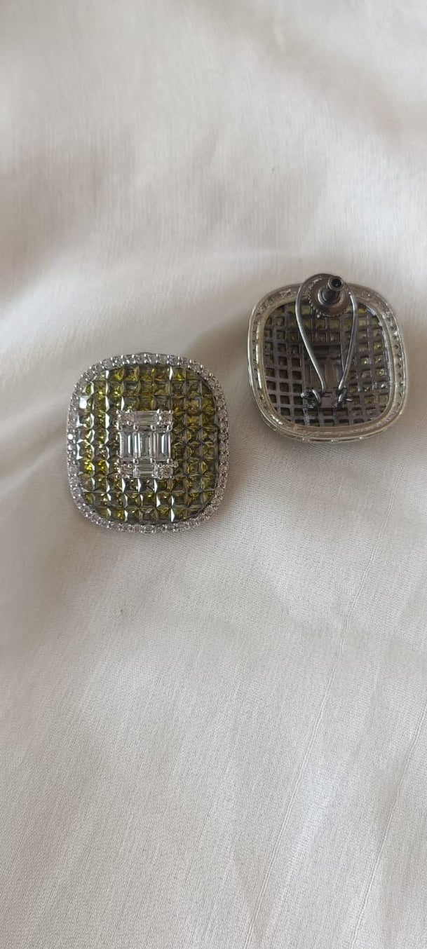 Sterling Square Diamond Studs VNE281