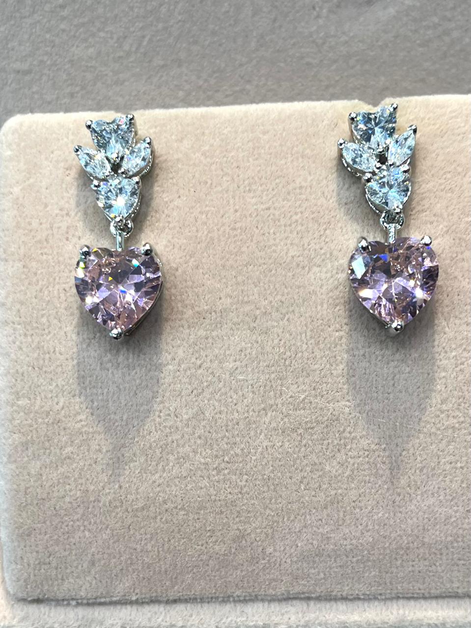 Heart Drop Diamond Earrings VNE303