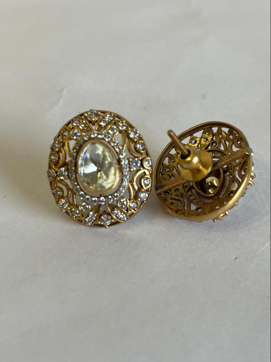 Moissanite Ethnic Polki Studs VNE307