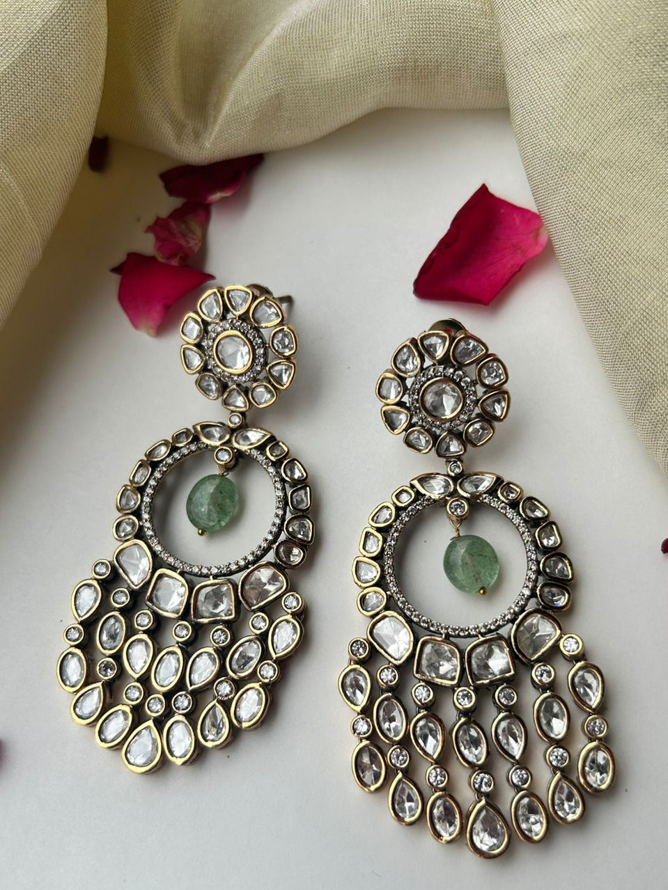 Victorian Polki Chandbali Earrings VNE326