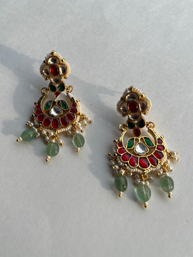 Multi Jadau Chandbali Earring VNE329