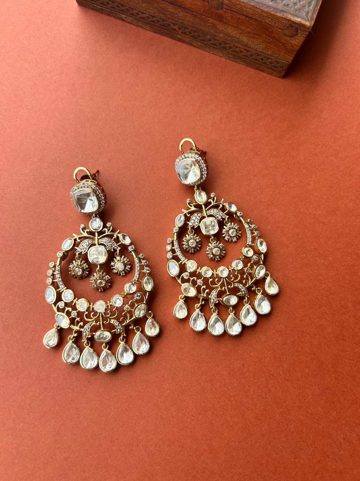 Yellow Polki Chand Earrings VNE337