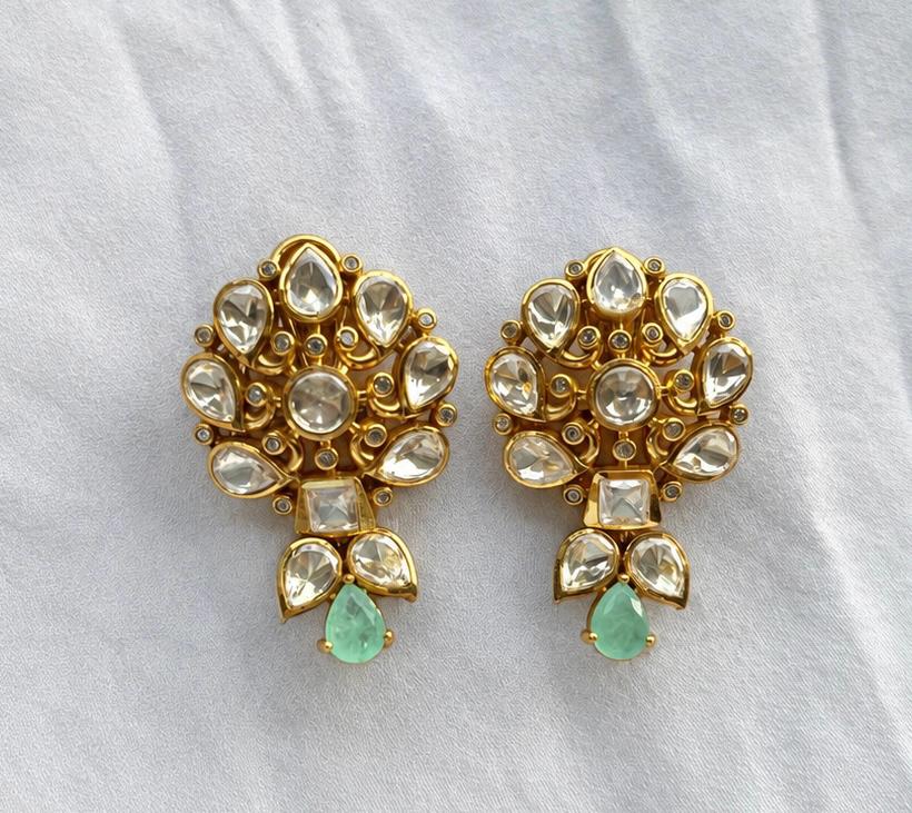 Yellow Polki Pastel Drop Earrings VNE367
