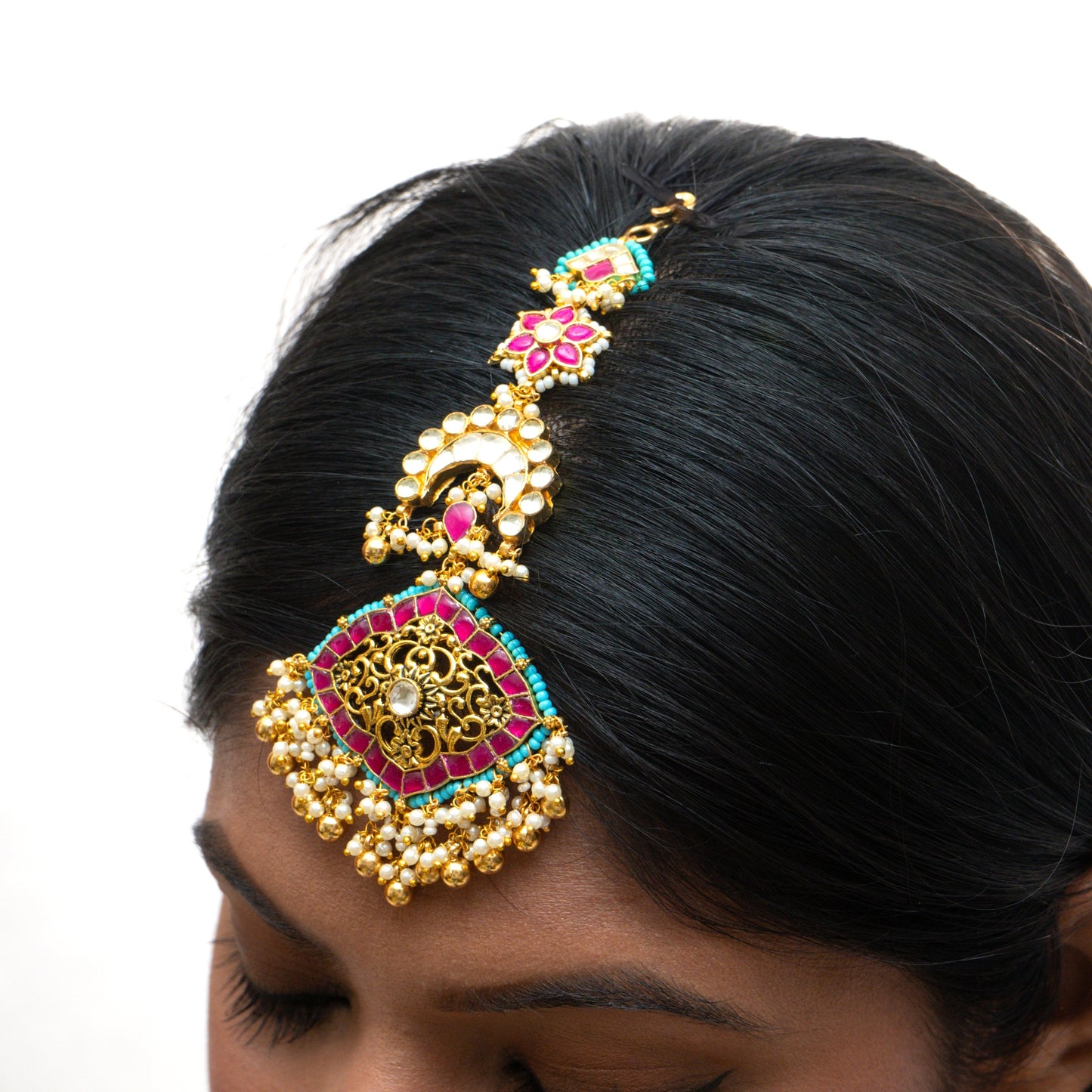 Multi Coloured Jadau Antique Tika - VNHA002