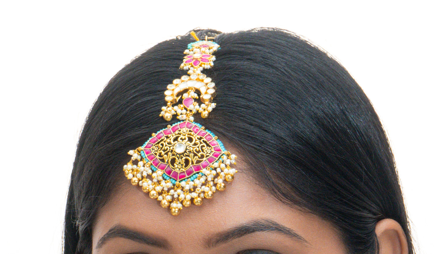 Multi Coloured Jadau Antique Tika - VNHA002