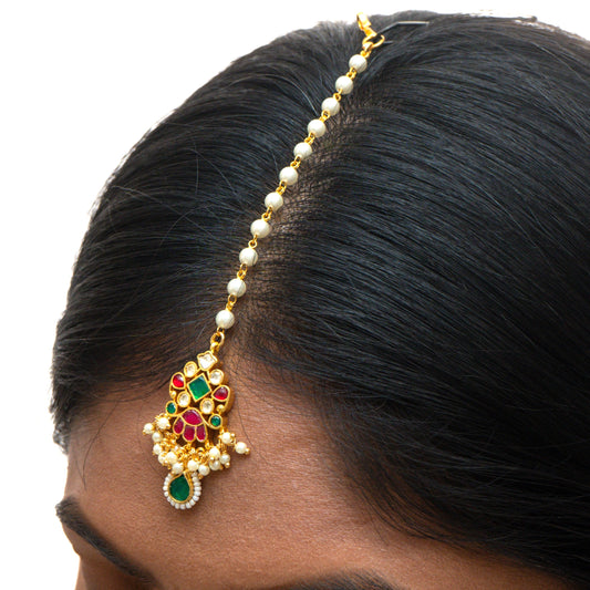 Multi Coloured Jadau Small Tika - VNHA003