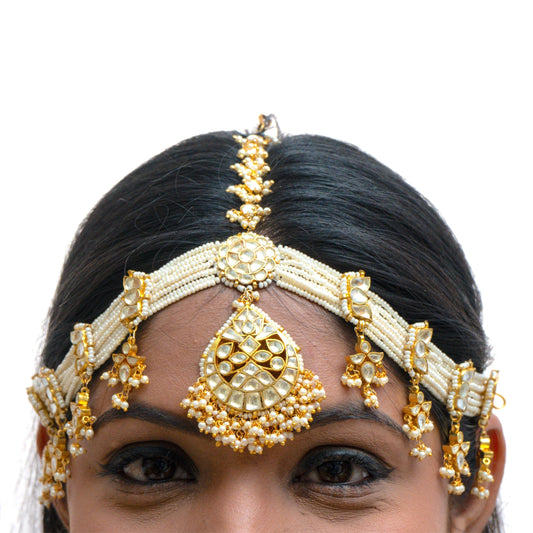 White Pearl Jadau Mathapatti - VNHA012