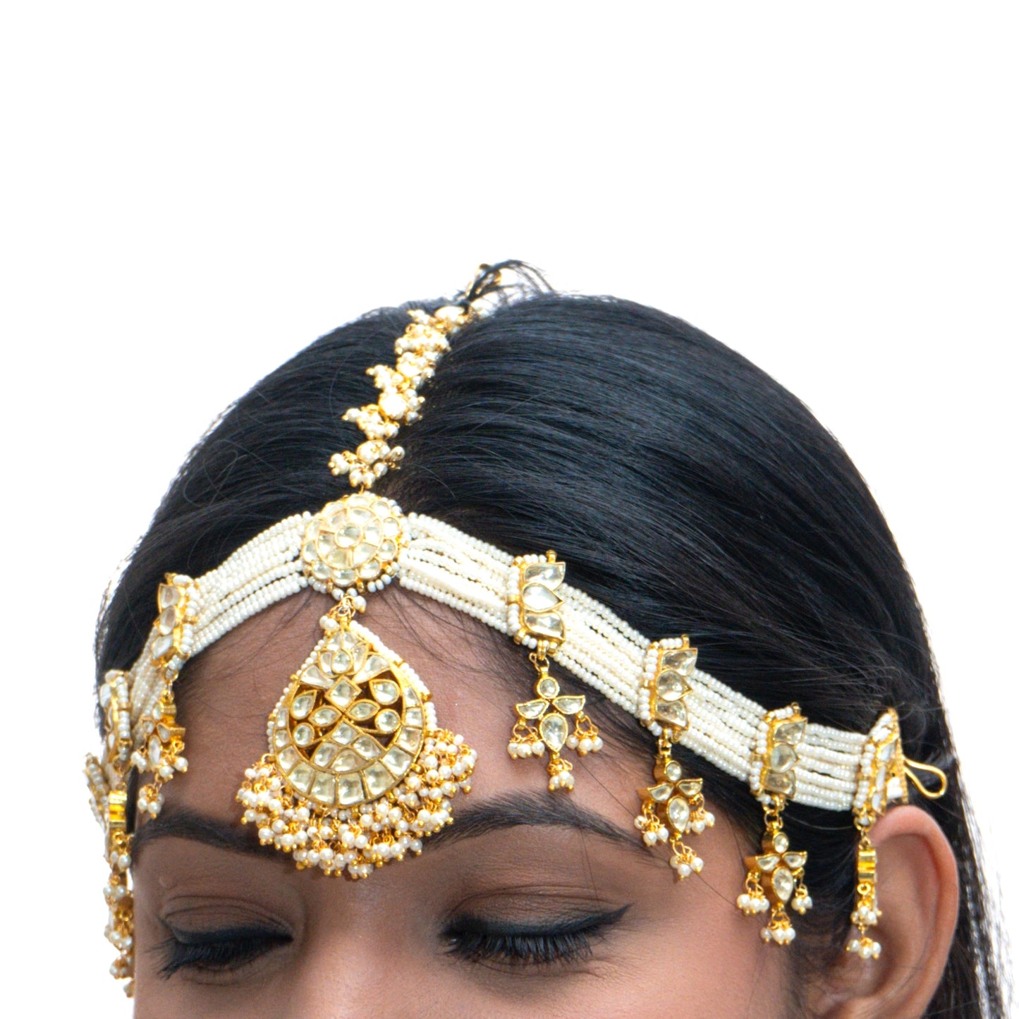 White Pearl Jadau Mathapatti - VNHA012