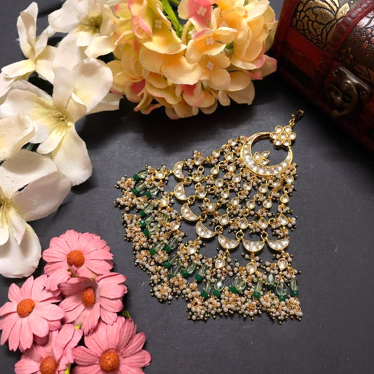 White Jadau Green Beads Passa - VNHA013