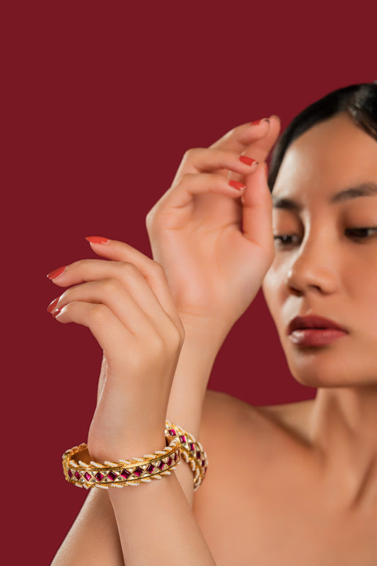 Rubi Jadau Bangles - VNHN014