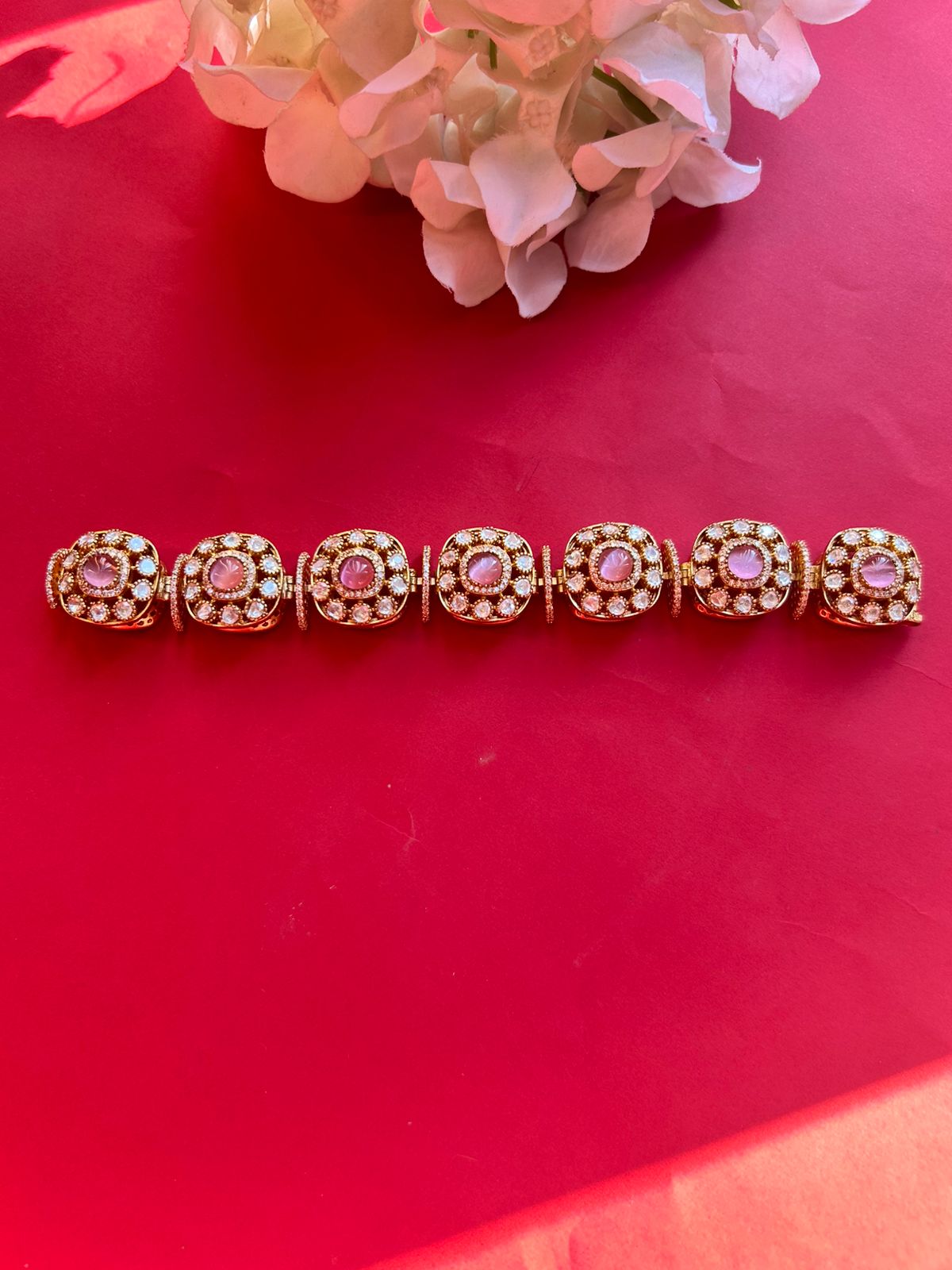 Pink Polki Pacheri Bracelet VNHN091