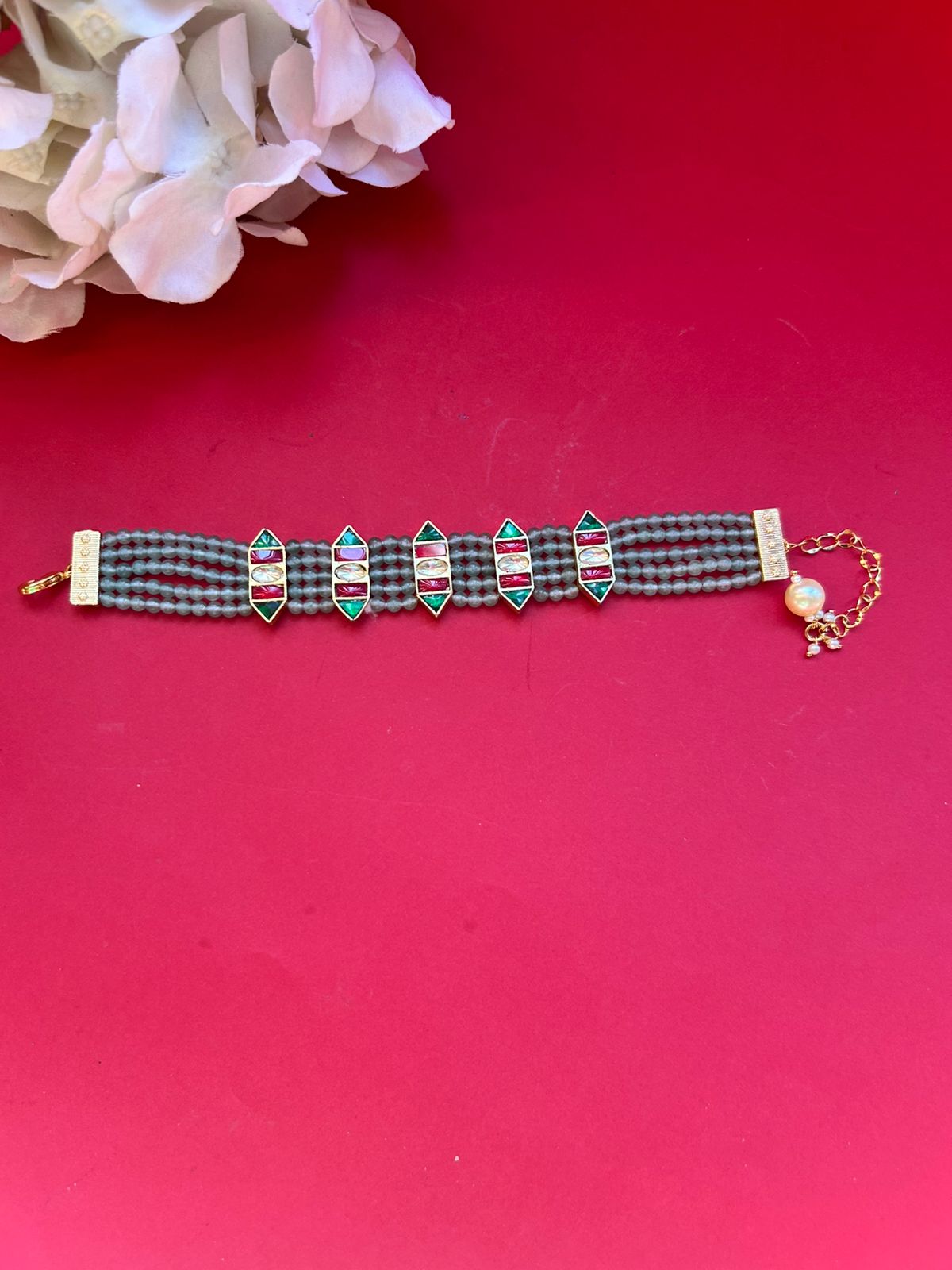 Green Pearl Jadau Bracelet VNHN125