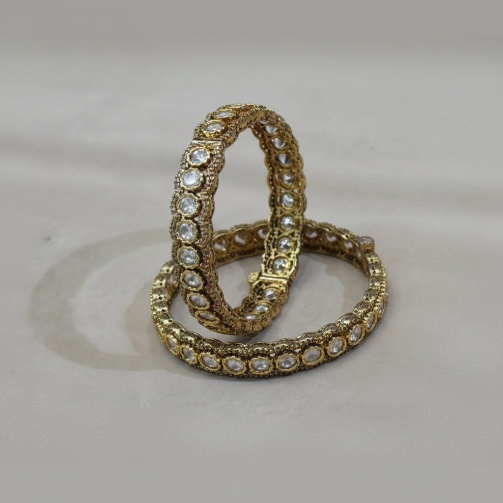White Polki Diamond Bangles- VNHN221