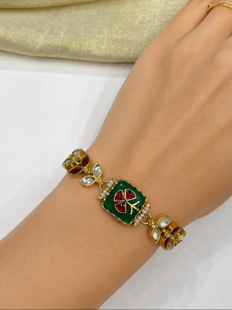 Green Stone Multi Jadau Bracelet VNHN274