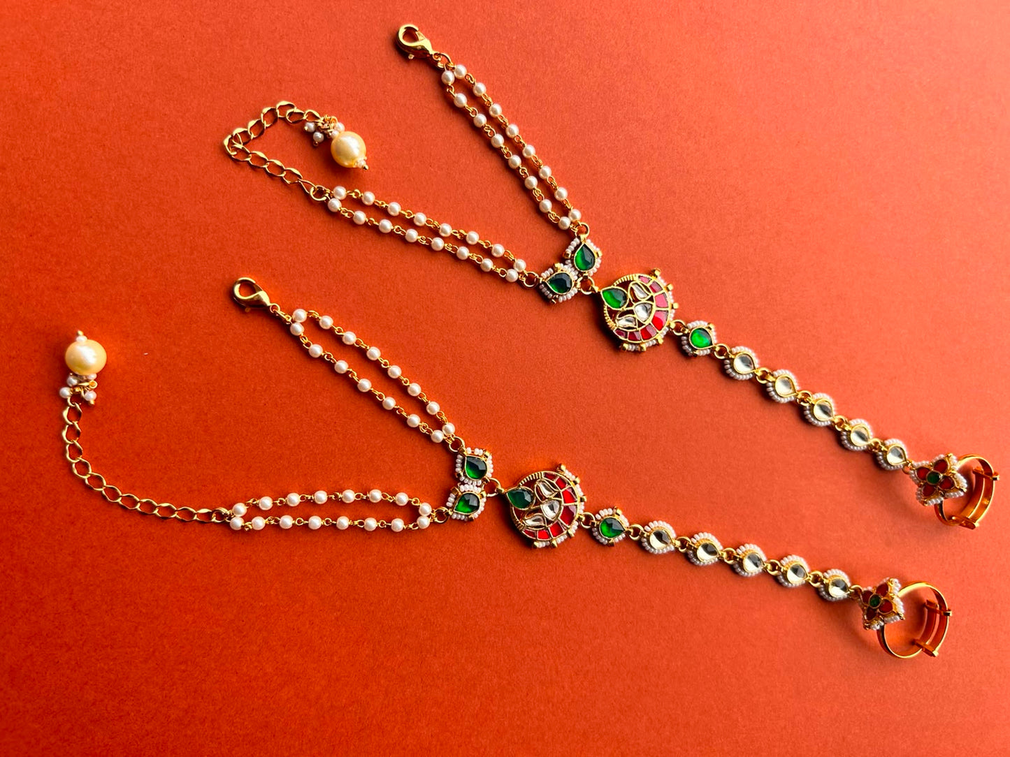 Gold Plate Multi Jadau Hathphool VNHN288