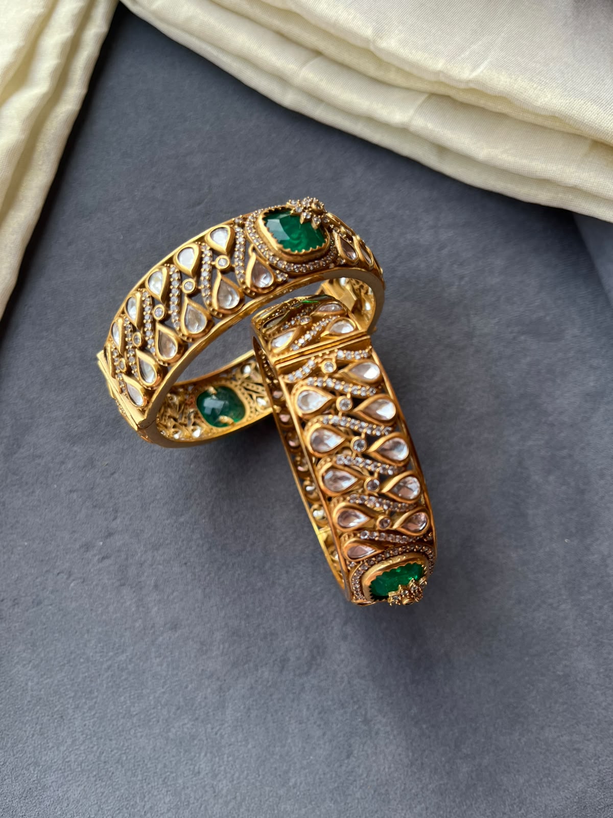 Green Square Stone Pan Bangles VNHN309