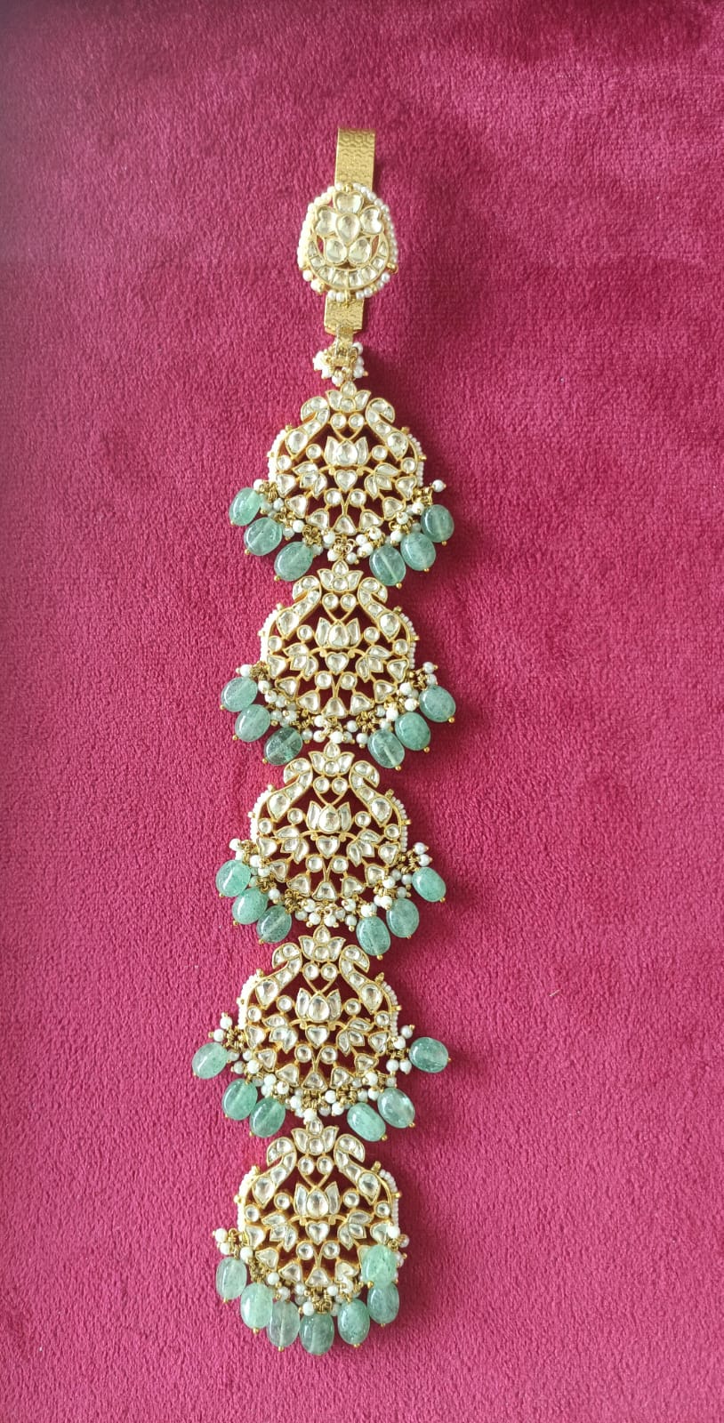 White Jadau Green Beads Juda VNJ009