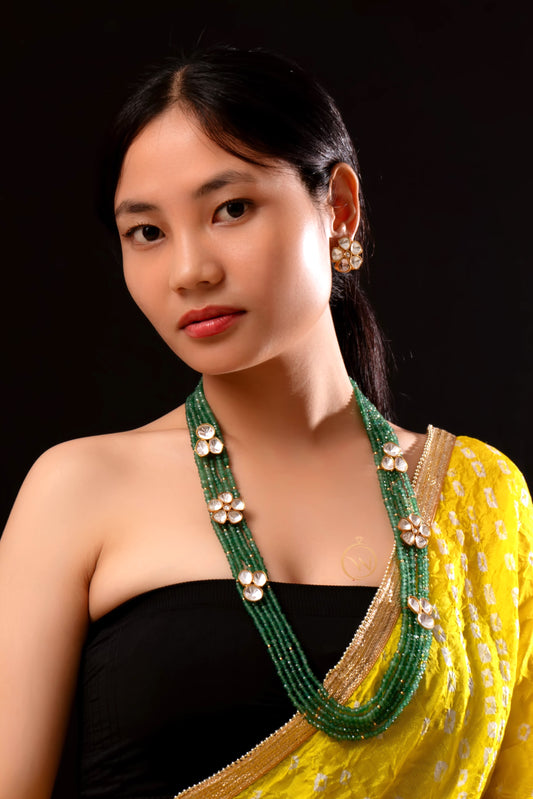 Green Polki Mala Necklace Set - VNMN002